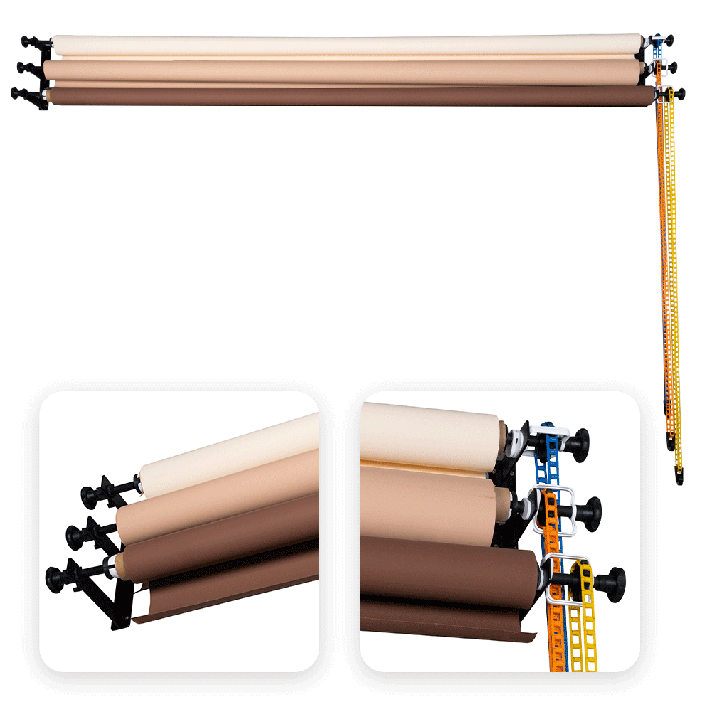 Triple Roller Wall Mount Retractable Manual Photography Backdrop Support System