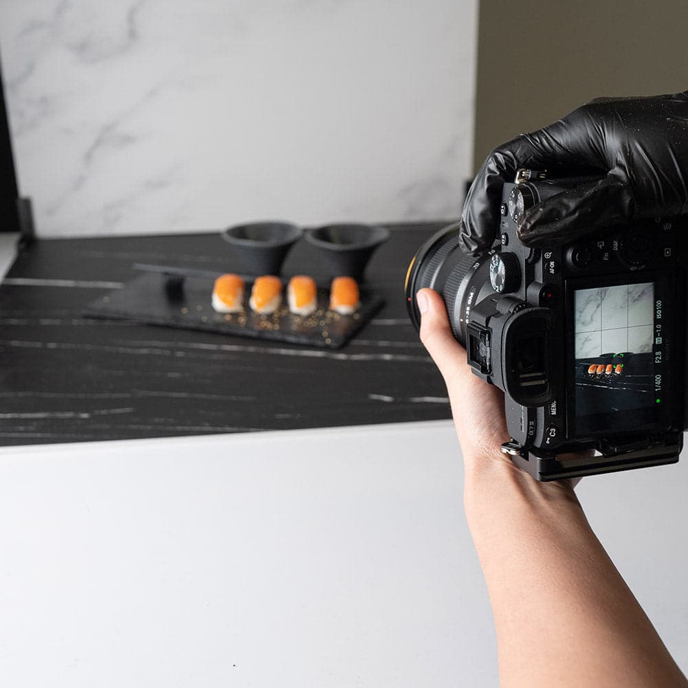 ProBoards Flat Lay Photography Rigid Black & White Marble Backdrop - Tamarama (60cm x 60cm) (EX-DEMO)