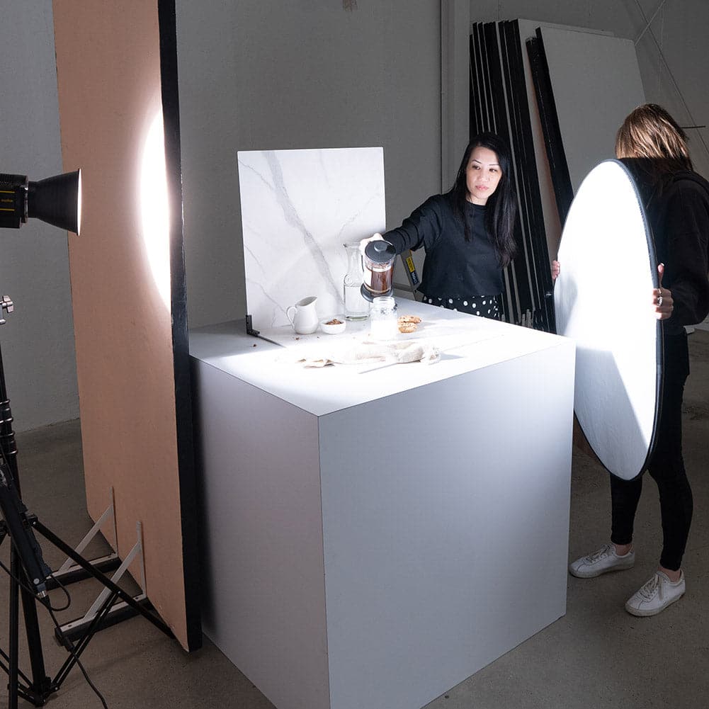 ProBoards Flat Lay Photography Rigid Black & White Marble Backdrop - Tamarama (60cm x 60cm) (EX-DEMO)