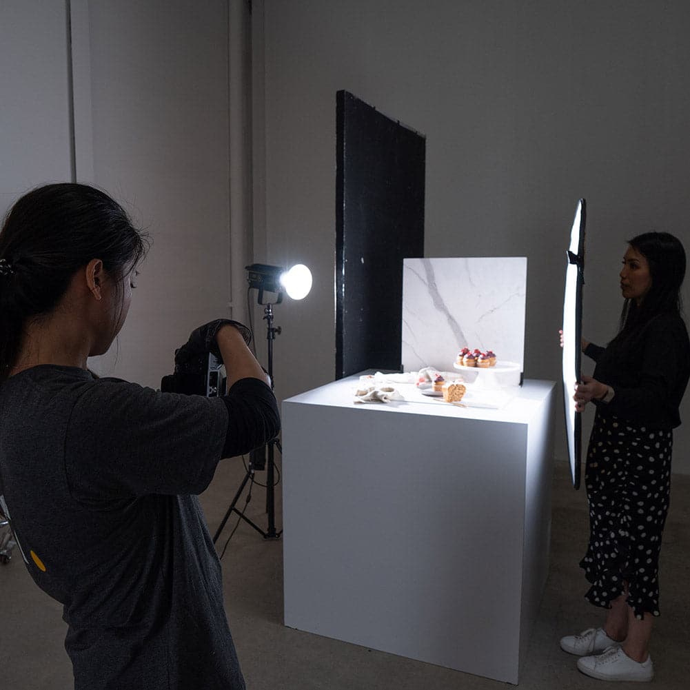 ProBoards Flat Lay Photography Rigid Black & White Marble Backdrop - Tamarama (60cm x 60cm) (EX-DEMO)