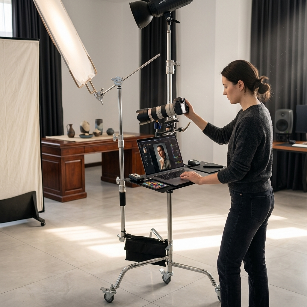 Spectrum Multifunctional Heavy Duty Portable Studio Light Stand Kit with Wheels