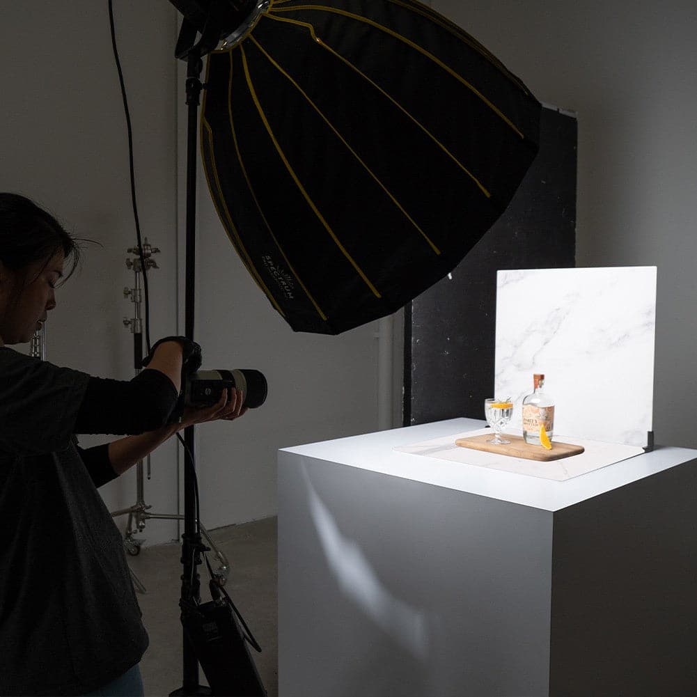 ProBoards Flat Lay Photography Rigid Black & White Marble Backdrop - Tamarama (60cm x 60cm) (EX-DEMO)