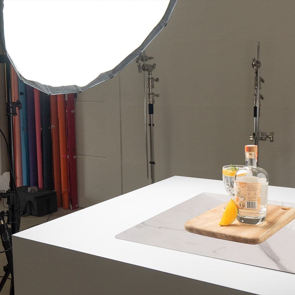 ProBoards Flat Lay Photography Rigid Black & White Marble Backdrop - Tamarama (60cm x 60cm) (EX-DEMO)