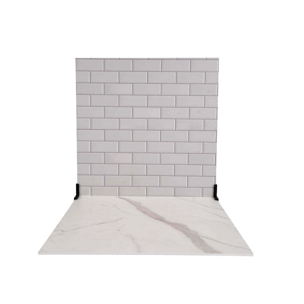 ProBoards Flat Lay Photography Rigid Black & White Marble + Subway Tiles Backdrop - Rushcutters Bay (60cm x 60cm)