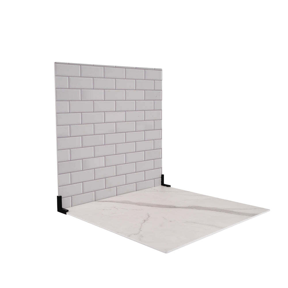 ProBoards Flat Lay Photography Rigid Black & White Marble + Subway Tiles Backdrop - Rushcutters Bay (60cm x 60cm)