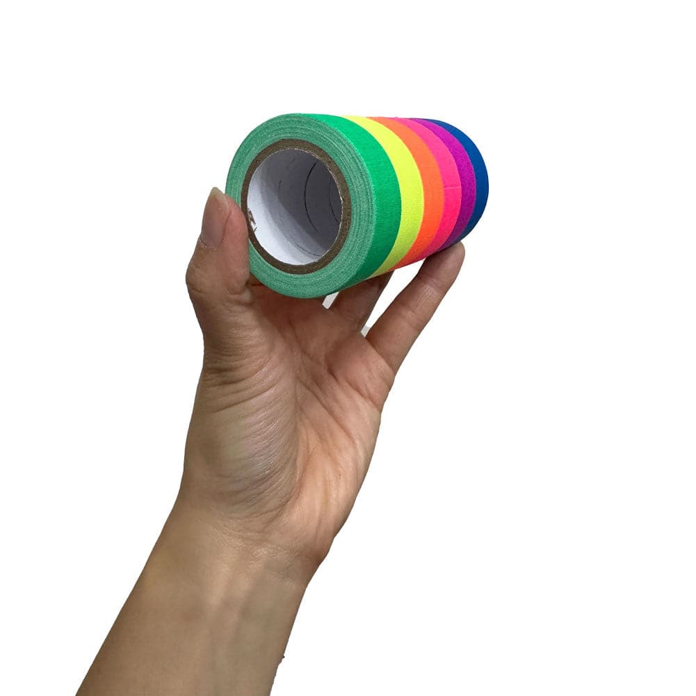 UV Reactive Gaffer Spike Tape - High Visibility Fluorescent Adhesive (6 Pack)