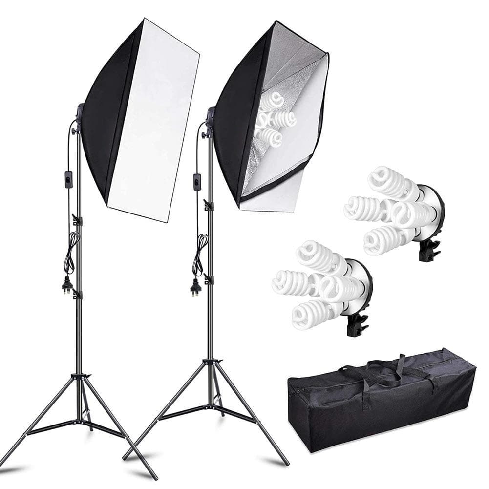 Volkwell 4 Head Dual Softbox kit 8 x 55W Bulb Lighting Kit