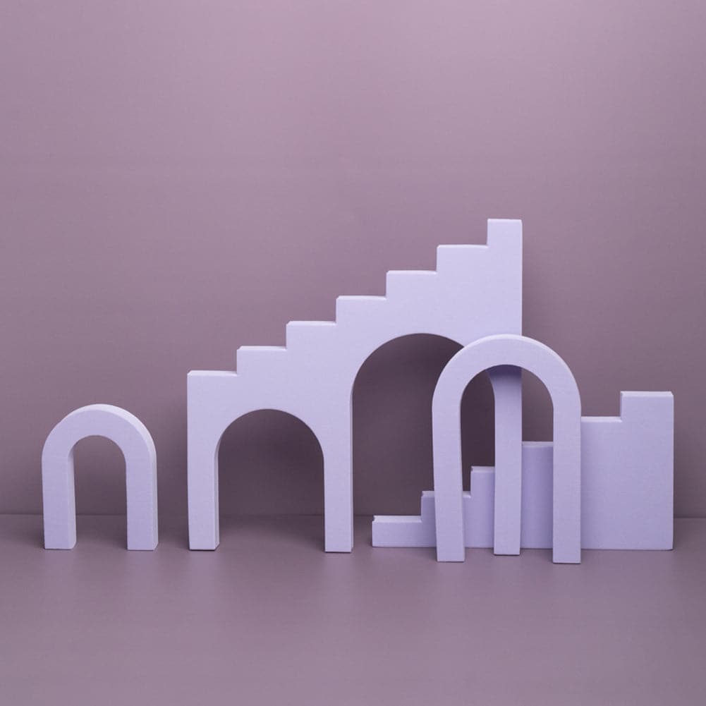 4 Piece Geometric Foam Styling Prop Set for Photography (Wisteria Purp