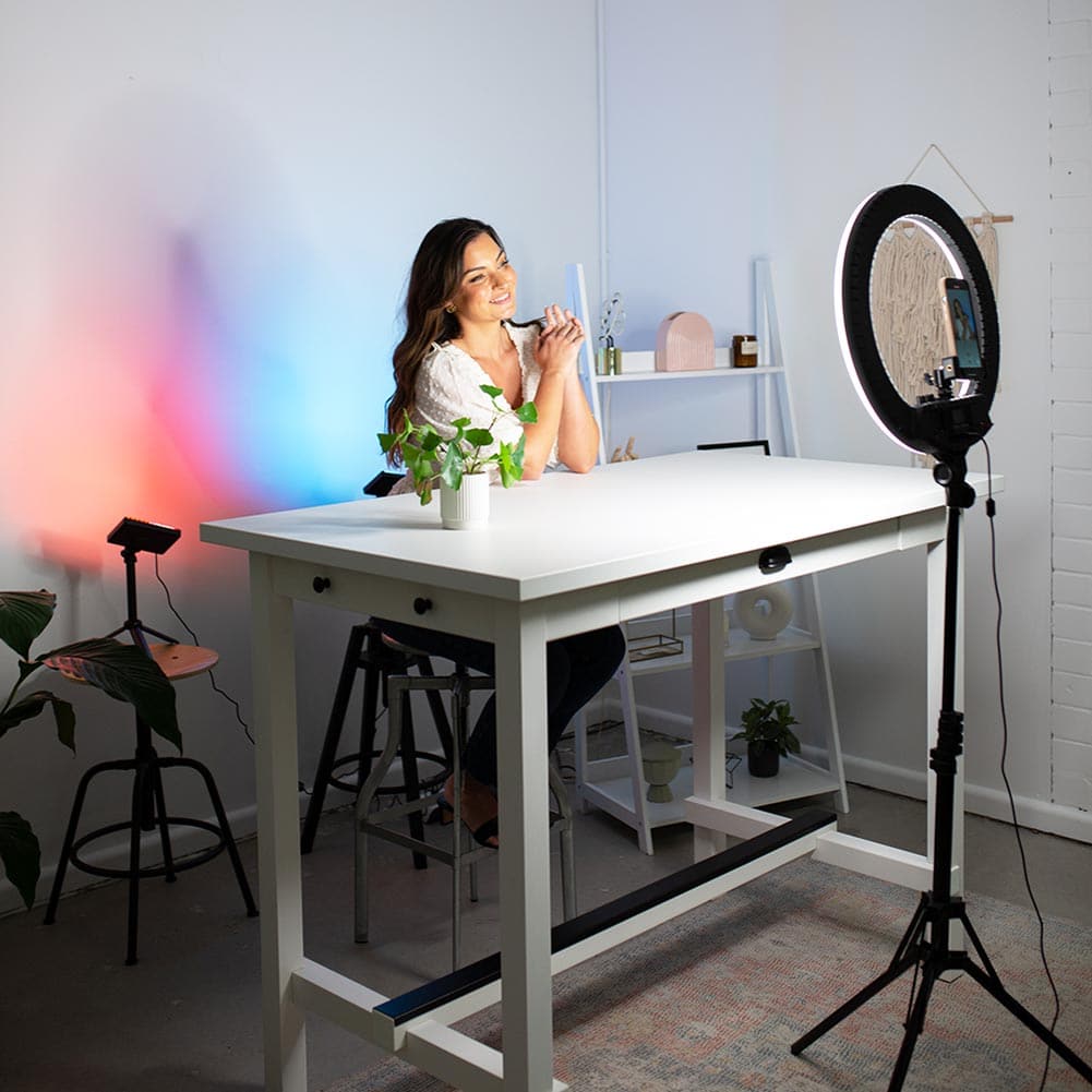 Complete Beauty Ring Light Studio Diamond Luxe & 5.5" LED Crystal Duo Lighting Kit