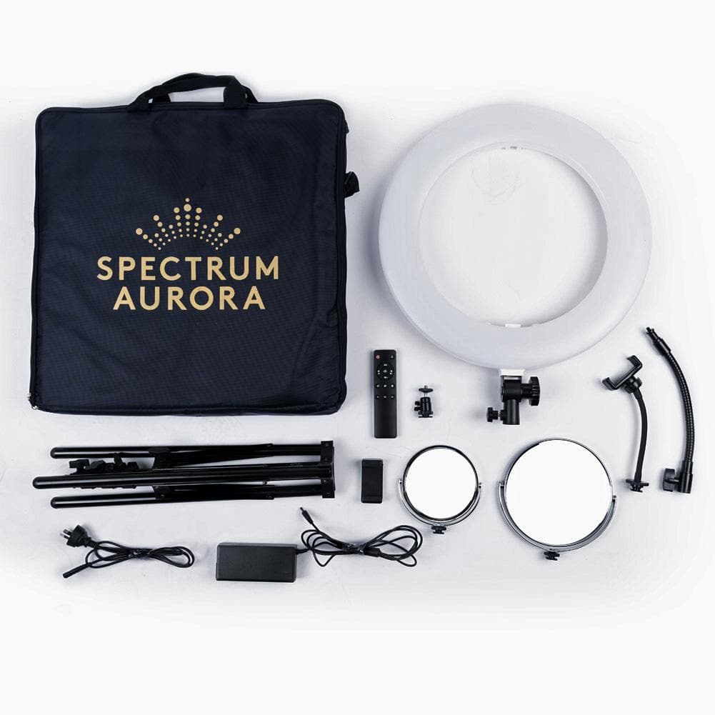 White 18" LED Ring Light & Remote - Gold Luxe III