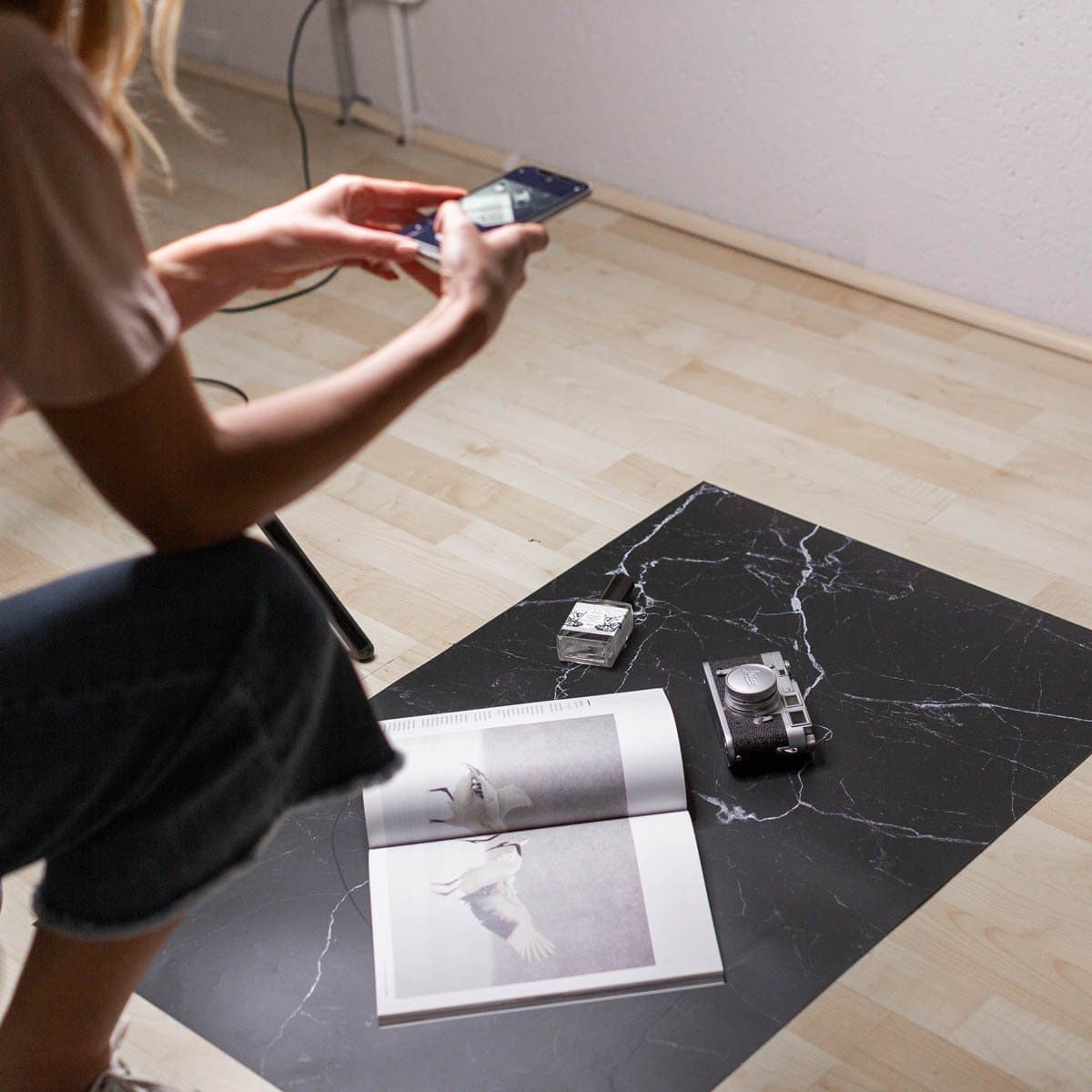 Flat Lay Instagram Backdrop - 'Paddington' Black Marble (56cm x 87cm)