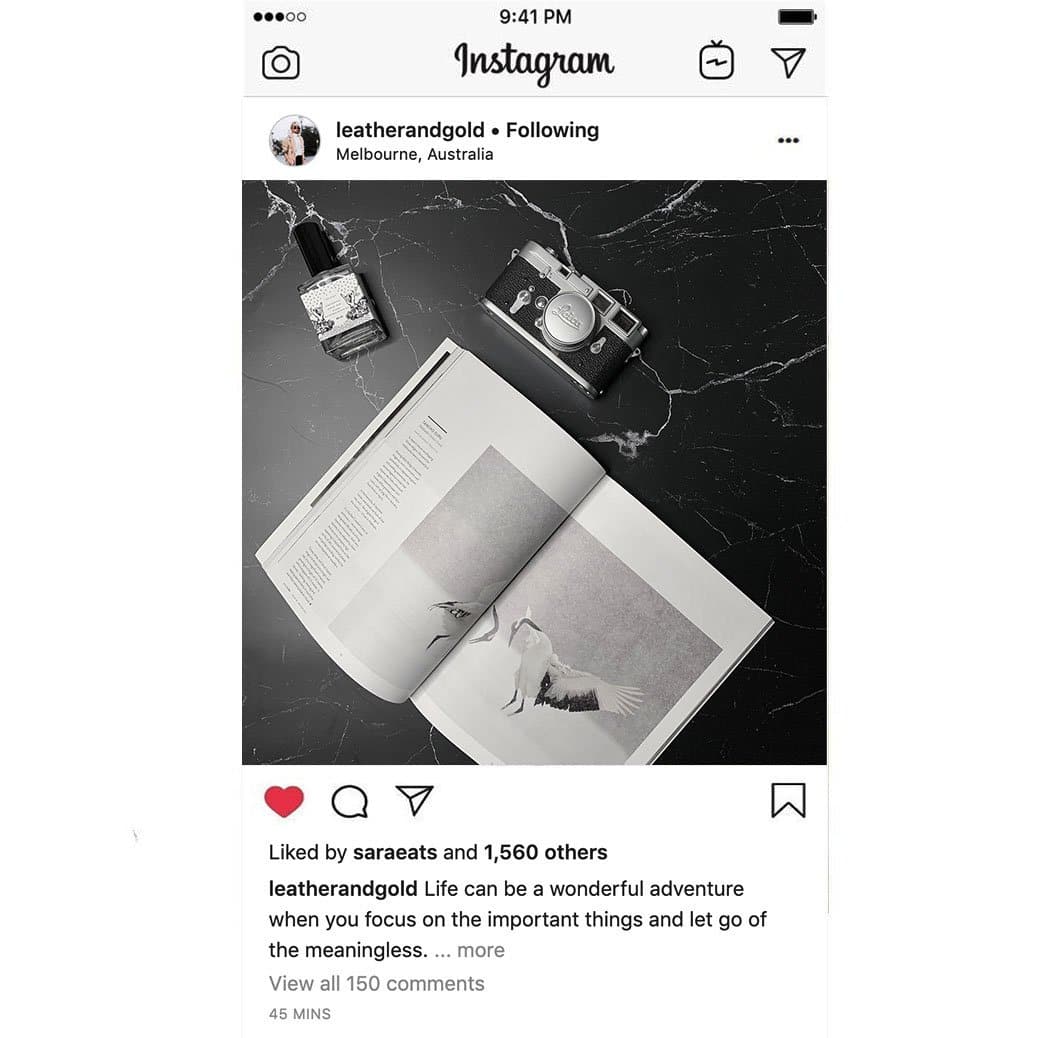 Flat Lay Instagram Backdrop - 'Paddington' Black Marble (56cm x 87cm)