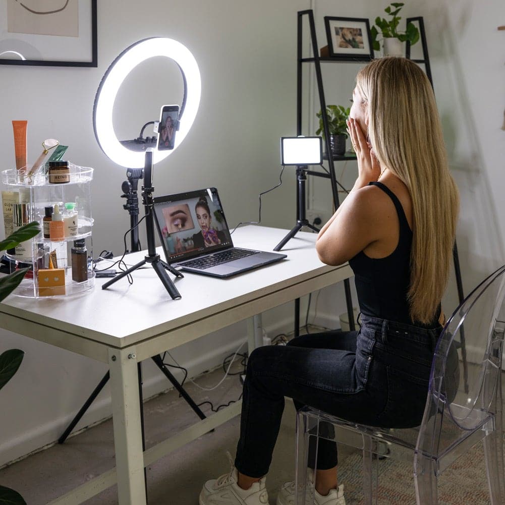 Complete Beauty Ring Light Studio Diamond Luxe & 5.5" LED Crystal Duo Lighting Kit