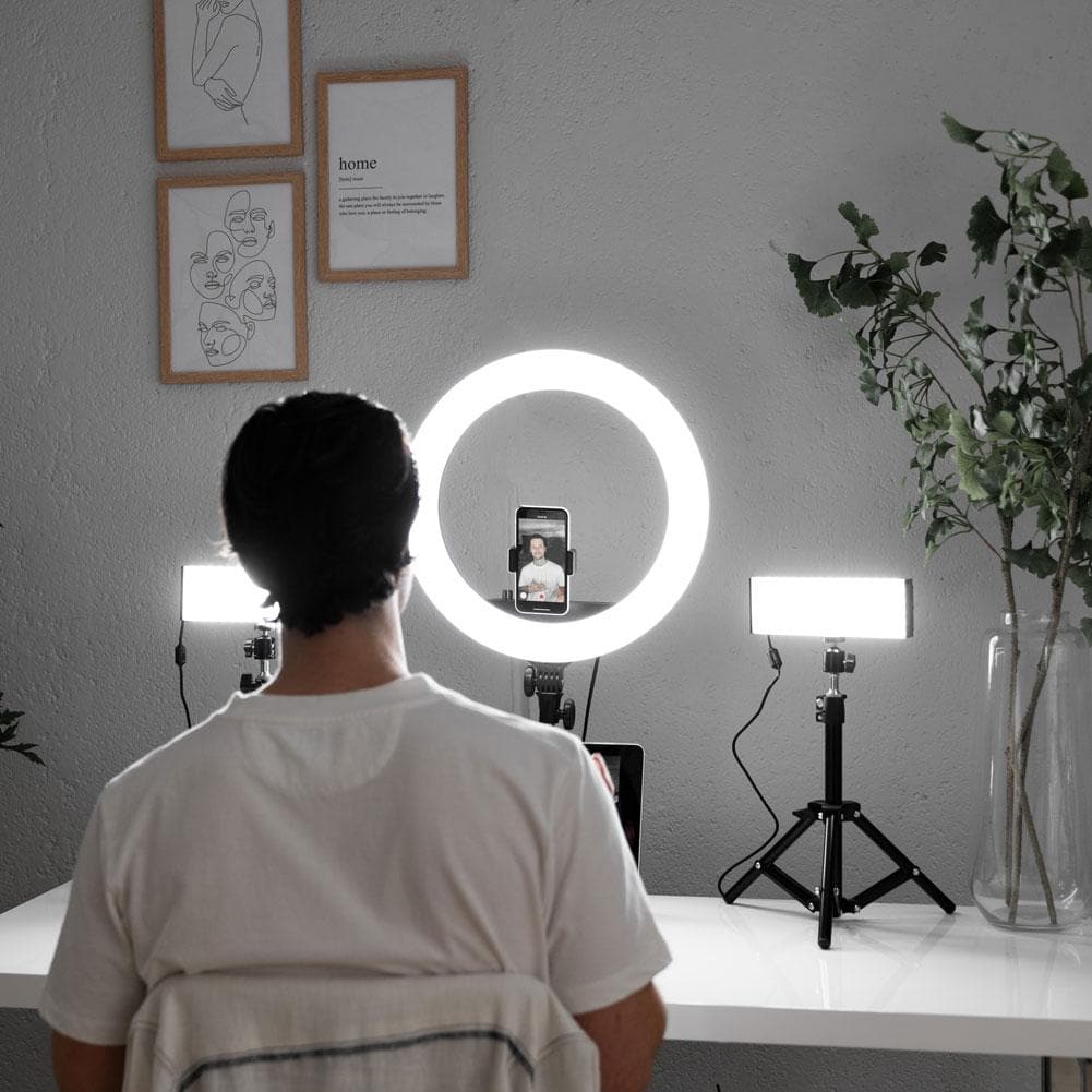 Complete Beauty Ring Light Studio Diamond Luxe & 9" LED Panel Lighting Kit