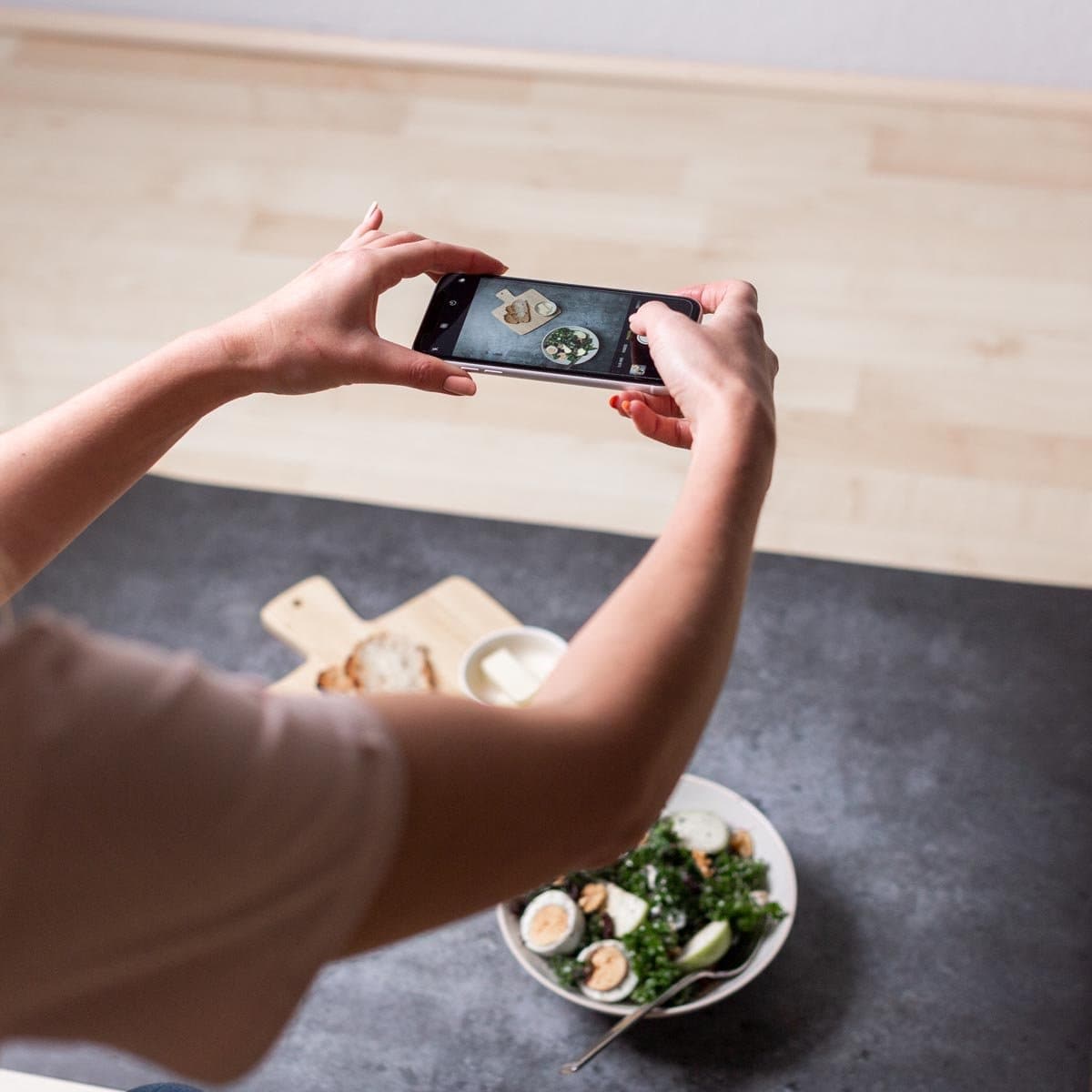 Flat Lay Instagram Backdrop - 'Darlinghurst' Dark Concrete (56cm x 87cm)