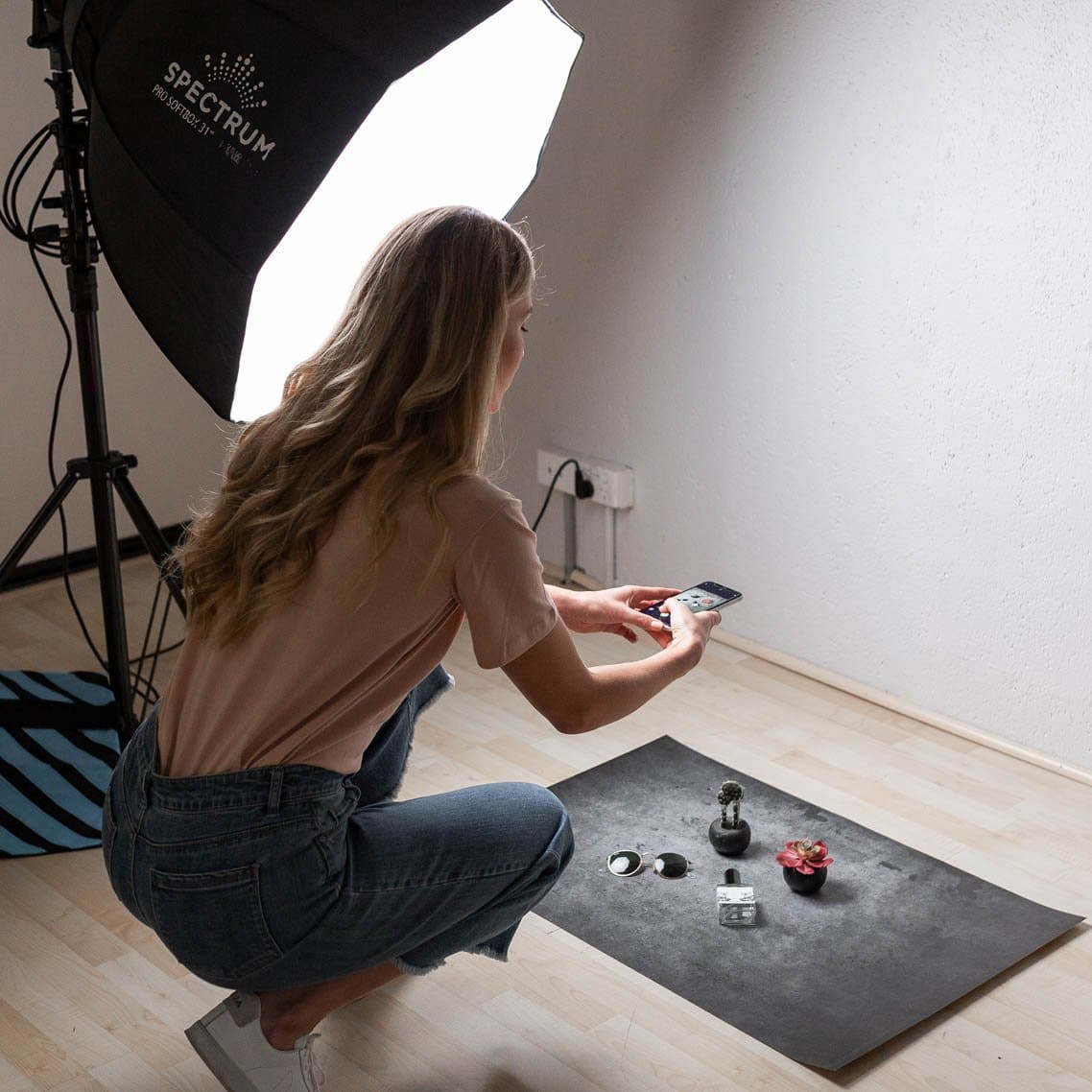 Flat Lay Instagram Backdrop - 'Darlinghurst' Dark Concrete (56cm x 87cm)