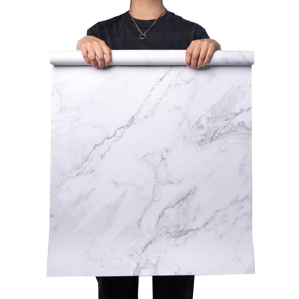 Flat Lay Instagram Backdrop - 'Brighton' White Marble (56cm x 87cm)