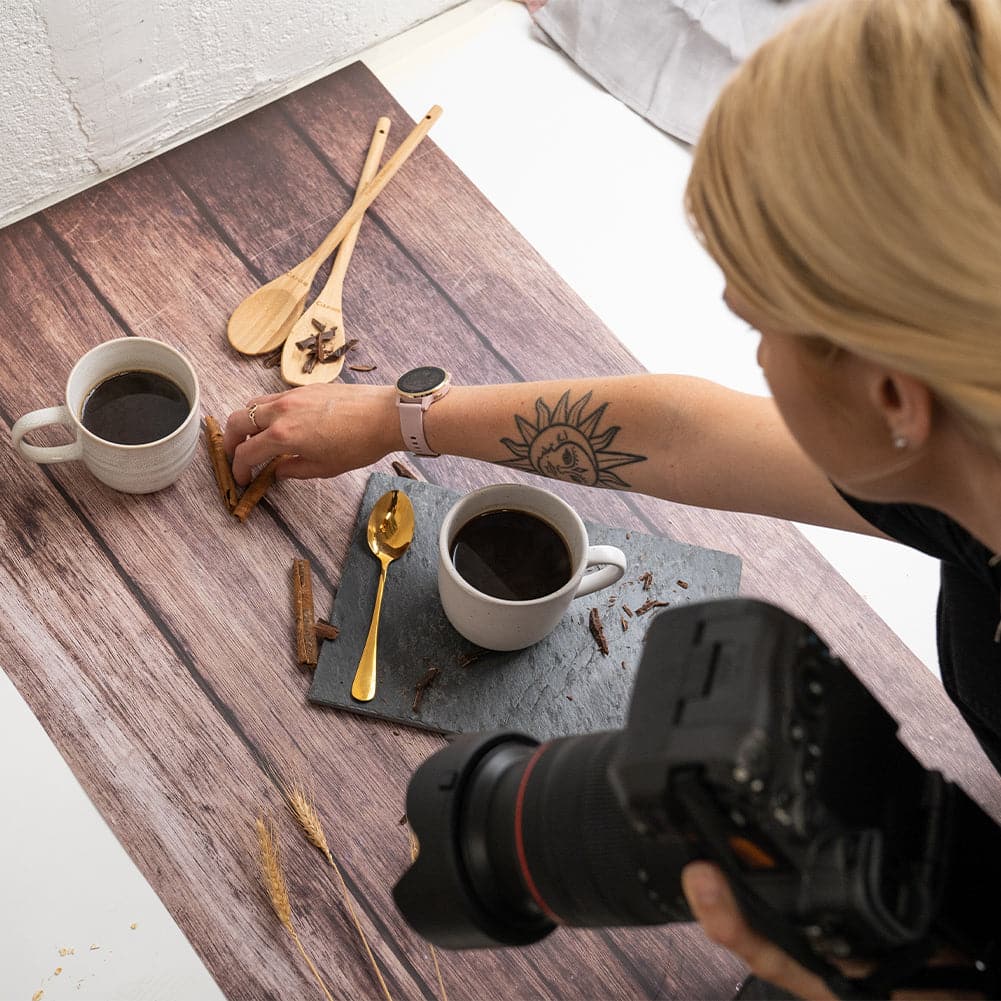 Flat Lay Instagram Backdrop - 'Eveleigh' Brown Wooden (56cm x 87cm)
