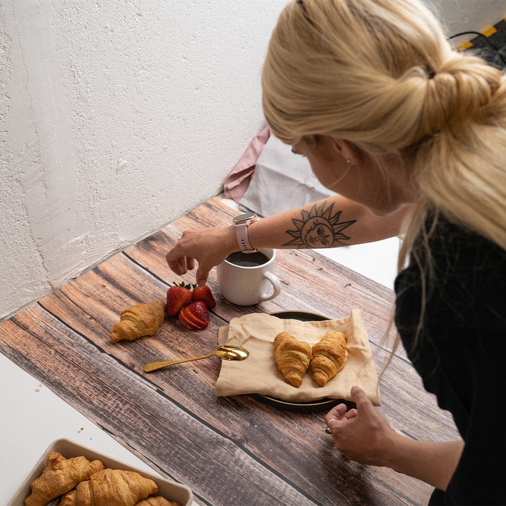 Flat Lay Instagram Backdrop - 'Eveleigh' Brown Wooden (56cm x 87cm)