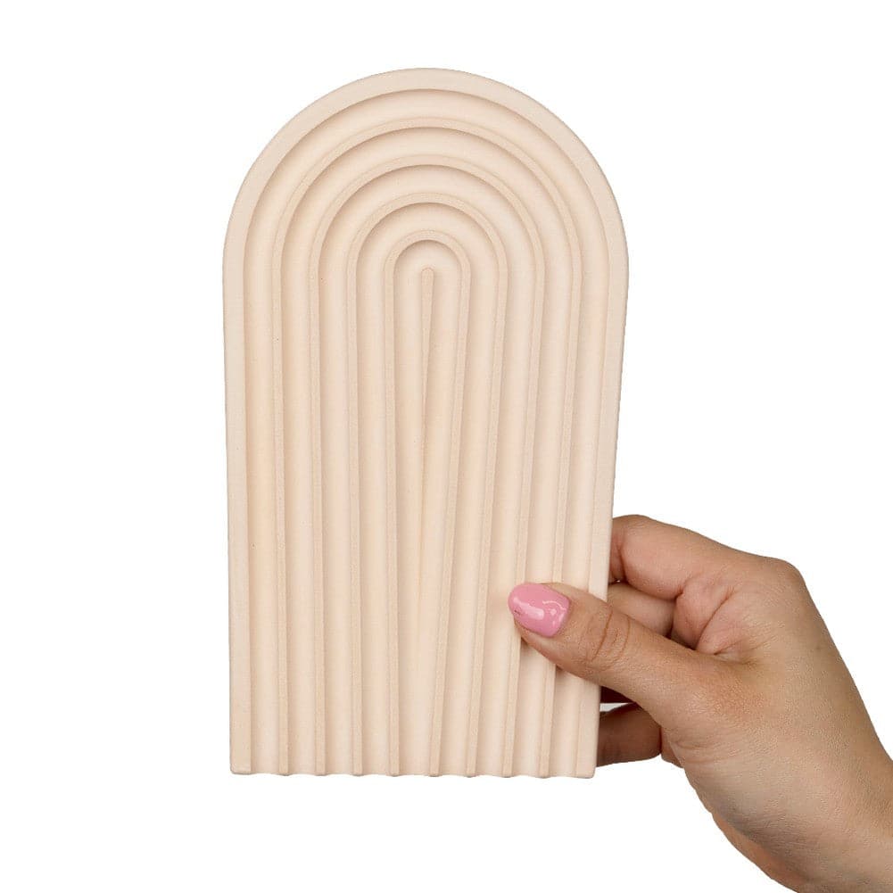 Grooved Arch Wave Photography Styling Handmade Plaster Props - 4 Pack (Pastel Orange) (DEMO STOCK)