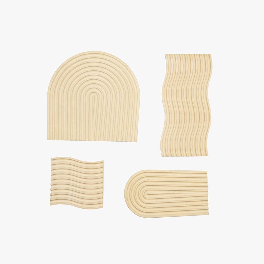 Grooved Arch Wave Photography Styling Handmade Plaster Props - 4 Pack (Quicksand Beige) (DEMO STOCK)