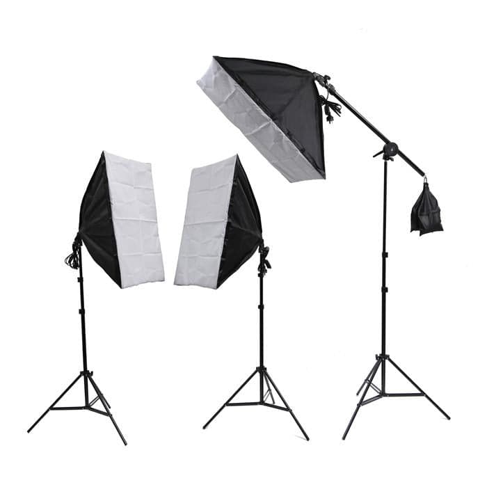 Triple "Illuminate Mate" Rectangle Softbox and Boom Arm Lighting Kit (DEMO STOCK)