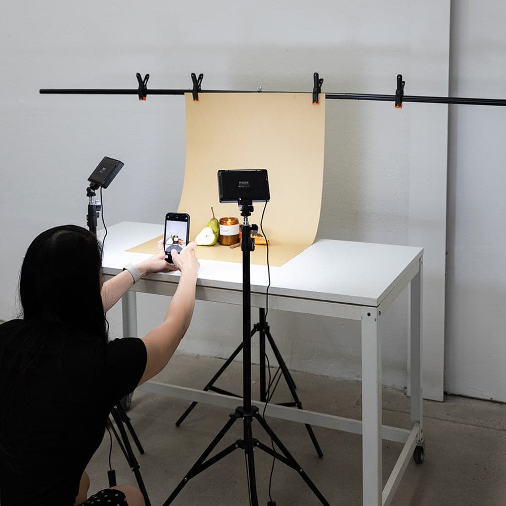 T Backdrop Stand (2M x 2M) with Pegs for Flat Lay and Small Backdrops - 3kg Load