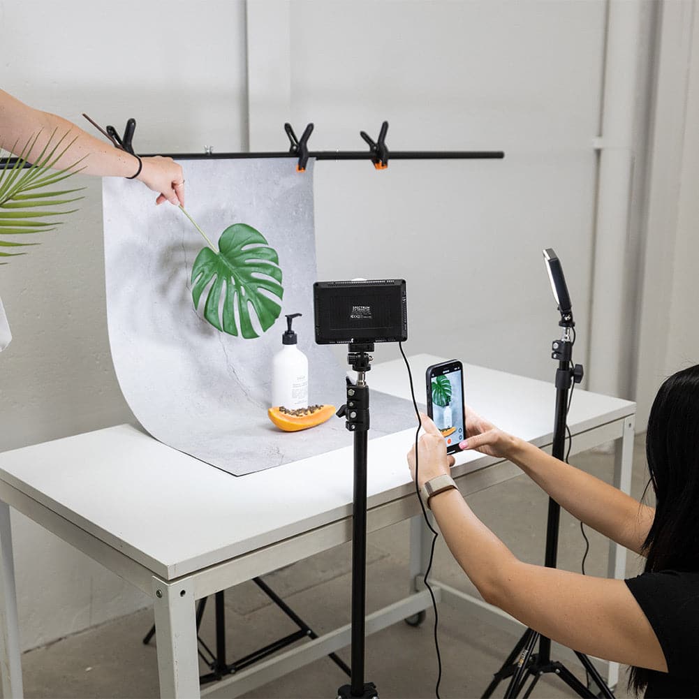T Backdrop Stand (2M x 2M) with Pegs for Flat Lay and Small Backdrops - 3kg Load