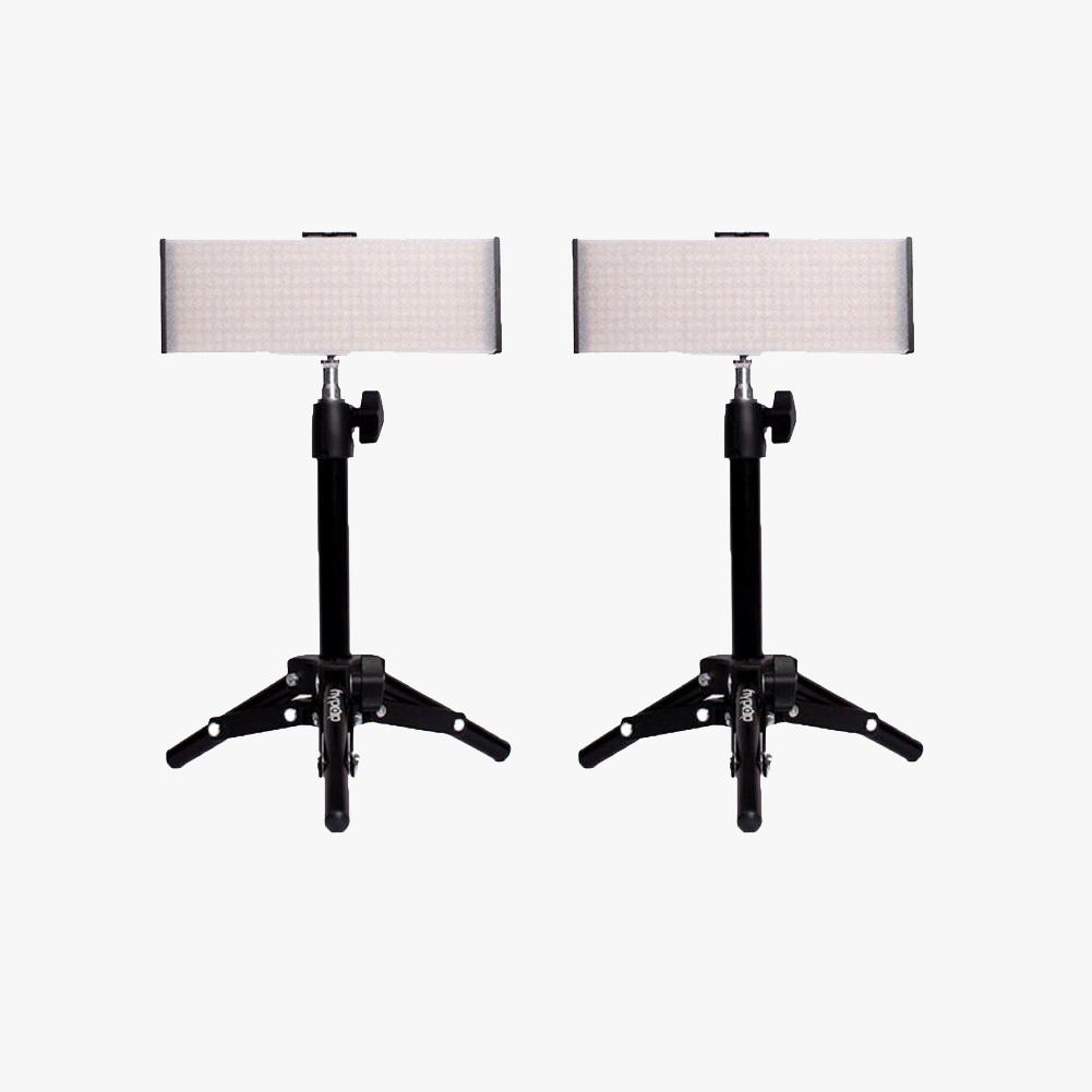 9" LED Photography Video Studio Lighting Kit - 2x 'DUO' Crystal Luxe With Desk Stands