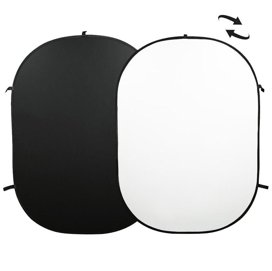 White / Black Double Sided Collapsible Pop Up Backdrop (1.5 x 2.1M)