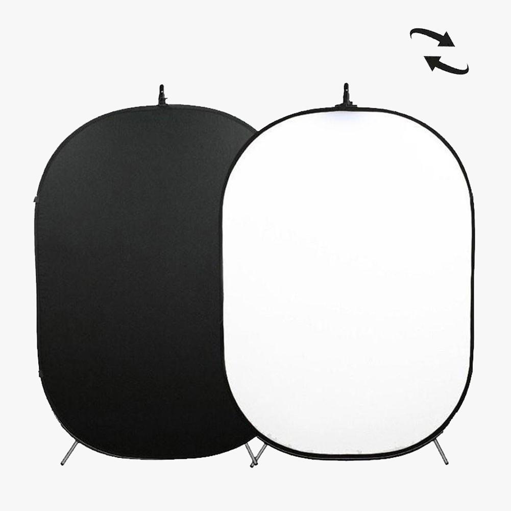White / Black Collapsible Pop Up Backdrop with Stand & Peg Kit (1.5 x 2.1M)