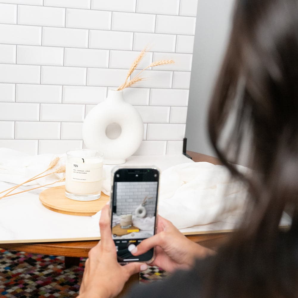 ProBoards Flat Lay Photography Rigid Black & White Marble + Subway Tiles Backdrop - Rushcutters Bay (60cm x 60cm)