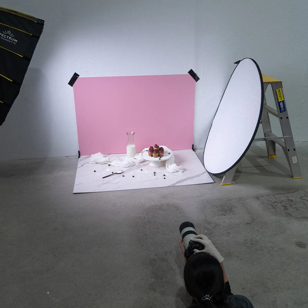ProBoards Flat Lay Photography Rigid Pink /Off White + Marble Backdrop - Northbridge (80cm x 120cm)