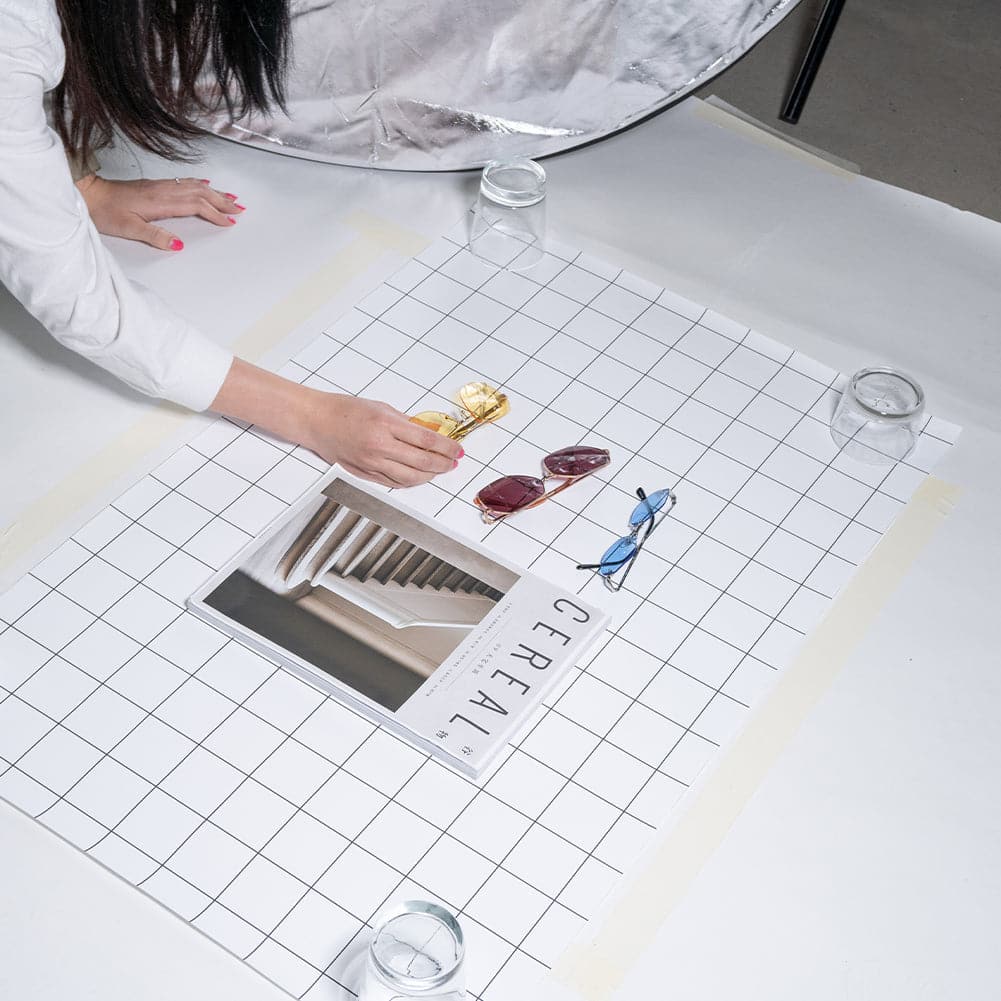 Flat Lay Instagram Backdrop - 'Newtown' Black & White Grid (56cm x 87cm)