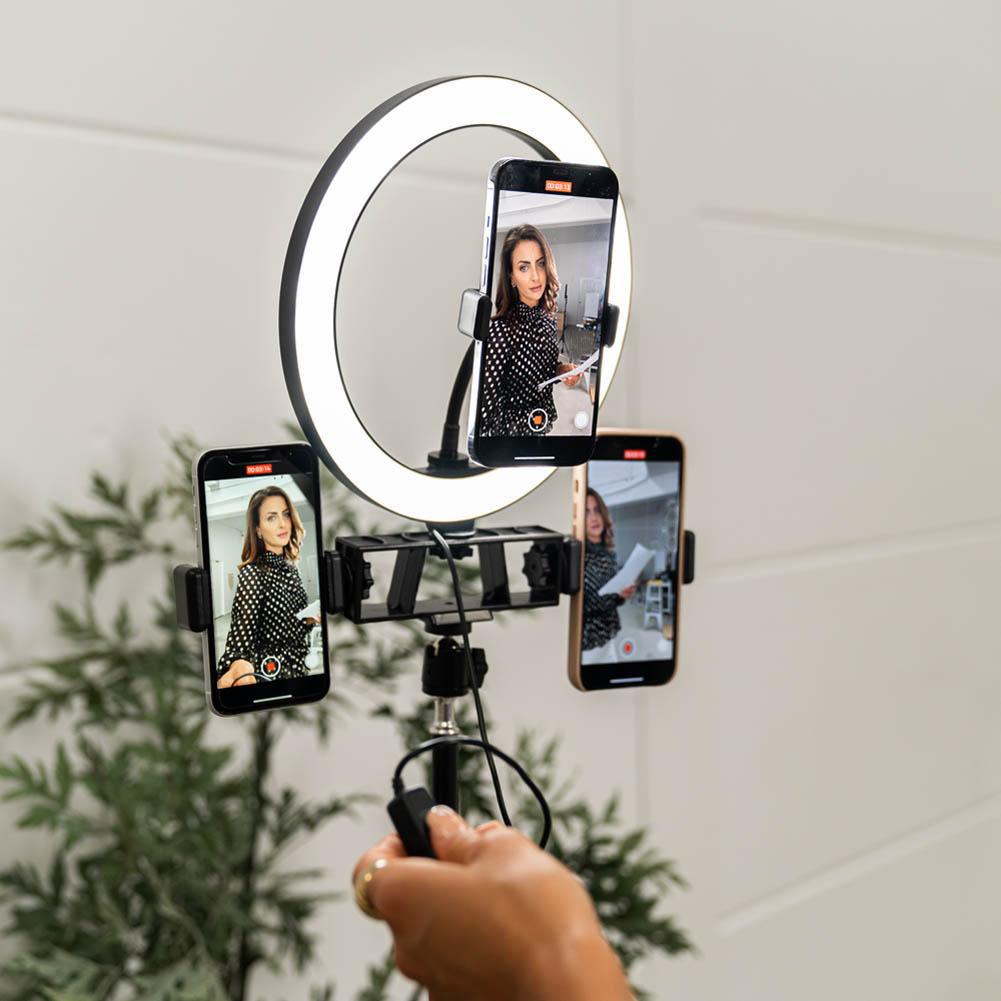 Ring Light 10" LED Livestream w/ Triple Phone Mount - Onyx