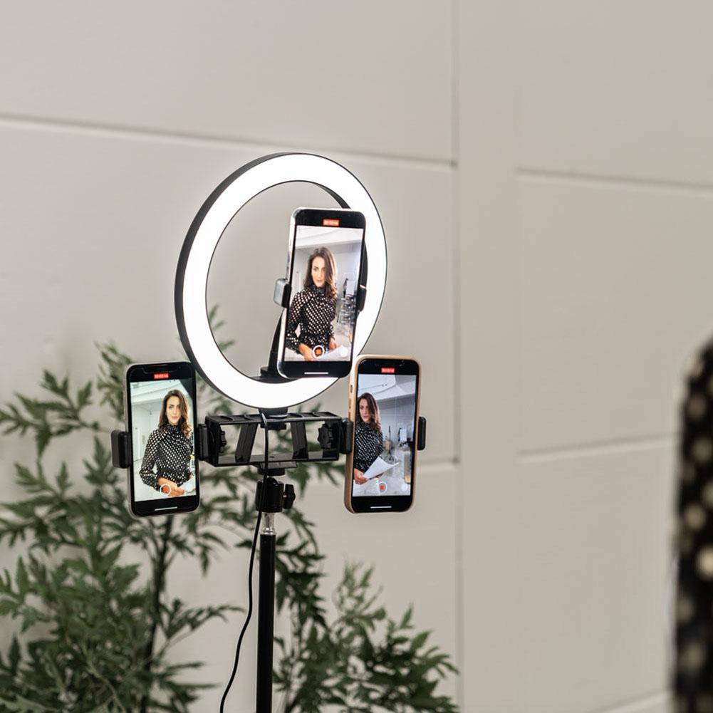 Ring Light 10" LED Livestream w/ Triple Phone Mount - Onyx