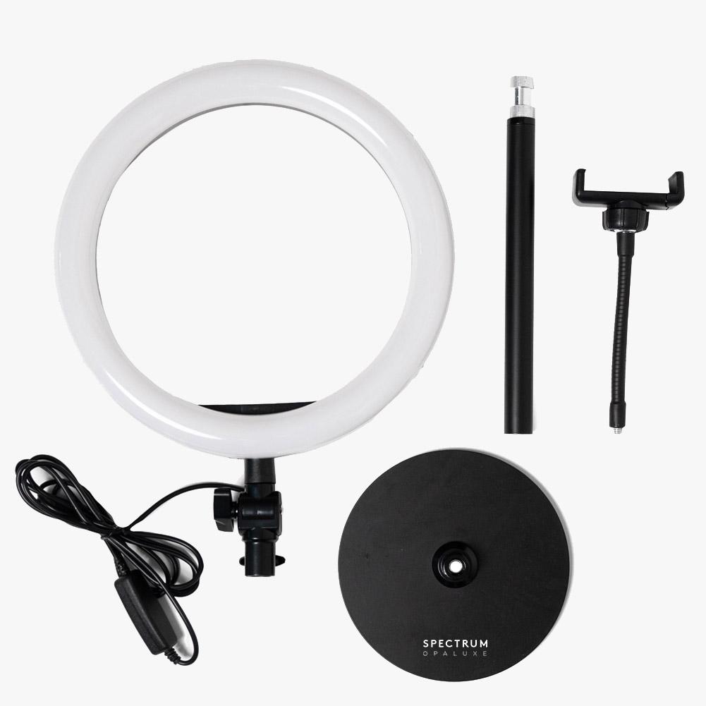 Black 10" Ring Light LED Desk Portable Zoom - Opaluxe