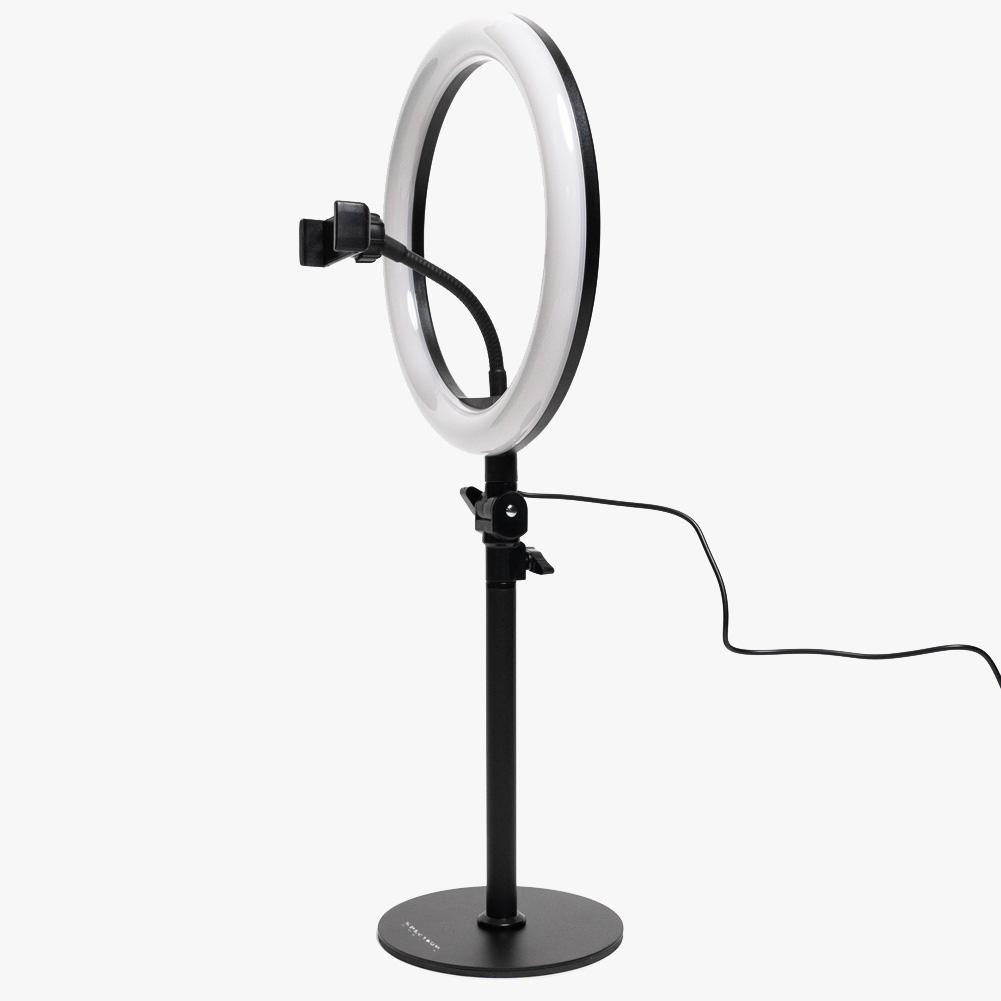 Black 10" Ring Light LED Desk Portable Zoom - Opaluxe