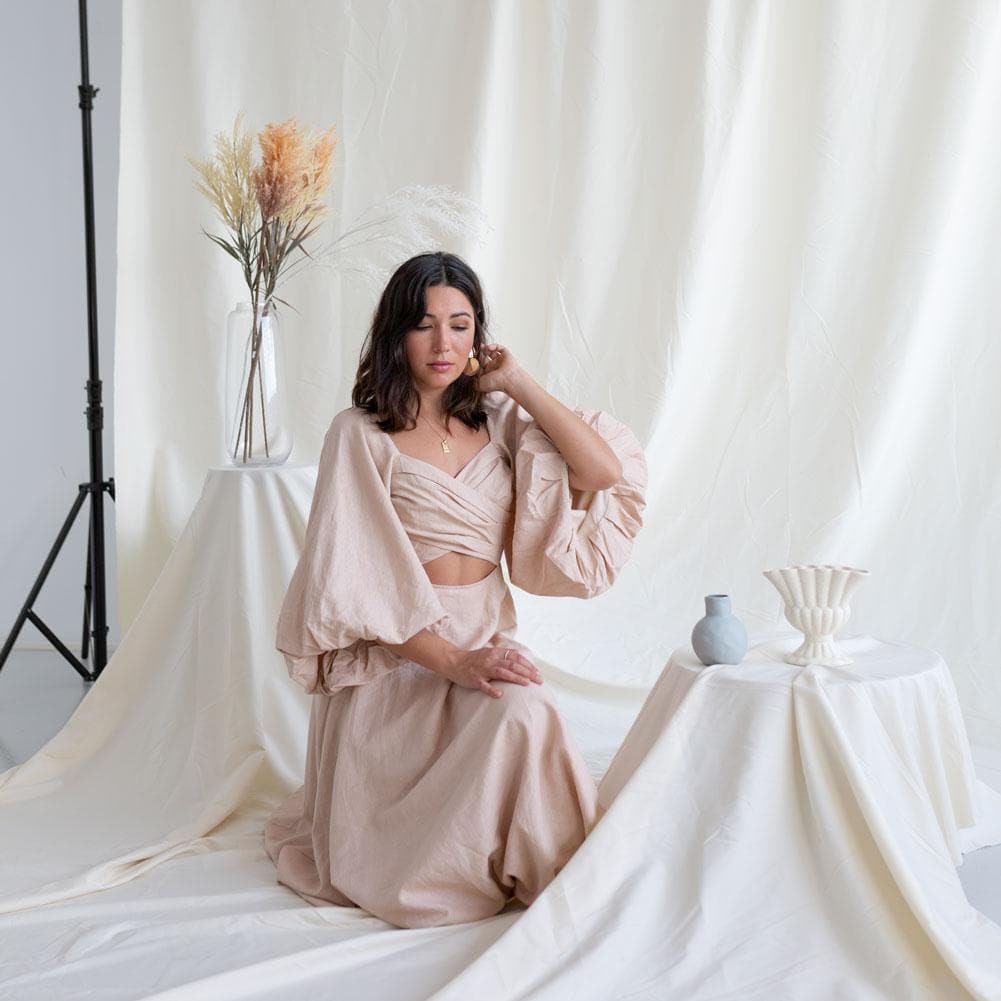 Pastel Palette Beige Cotton Muslin Backdrop 3M x 6M - Buttercream