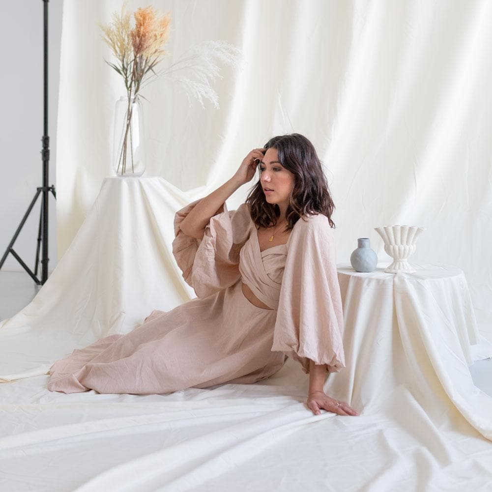Pastel Palette Beige Cotton Muslin Backdrop 3M x 6M - Buttercream