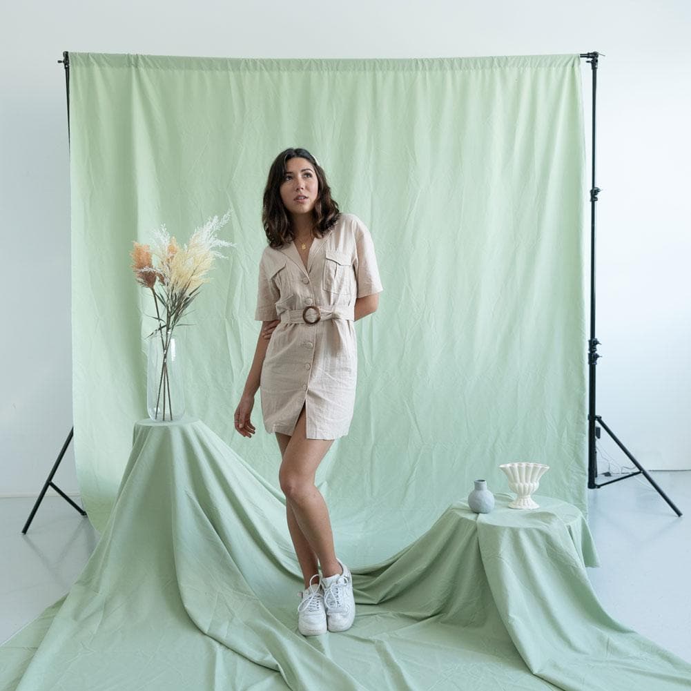 Pastel Palette Cotton Muslin Backdrop 3M x 6M - Holy Guacamole Green