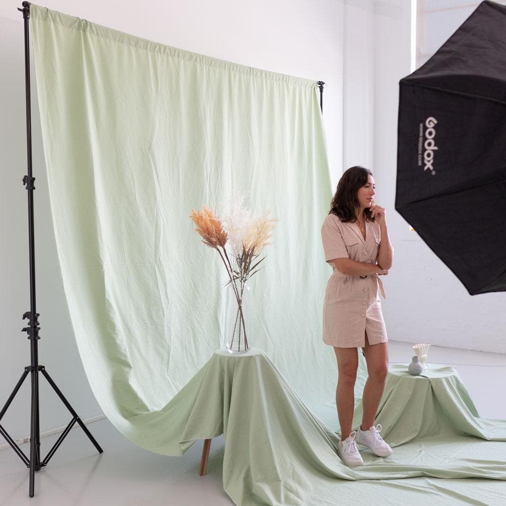 Pastel Palette Cotton Muslin Backdrop 3M x 6M - Holy Guacamole Green