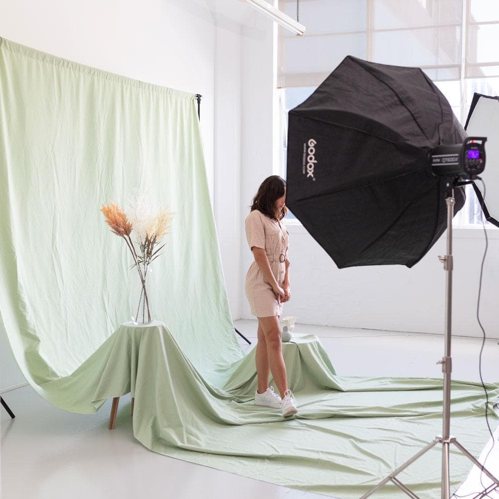 Pastel Palette Cotton Muslin Backdrop 3M x 6M - Holy Guacamole Green