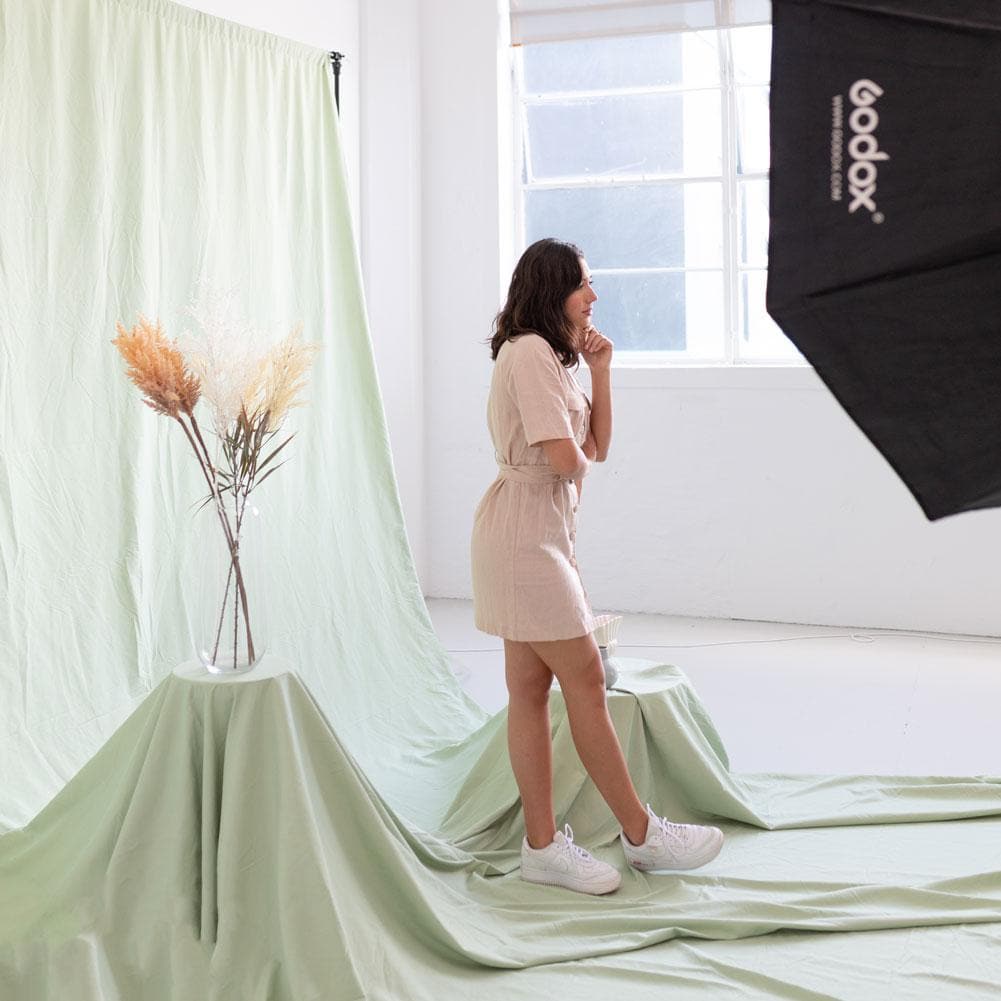 Pastel Palette Cotton Muslin Backdrop 3M x 6M - Holy Guacamole Green