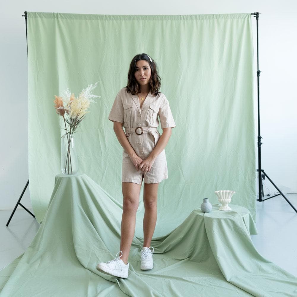 Pastel Palette Cotton Muslin Backdrop 3M x 6M - Holy Guacamole Green