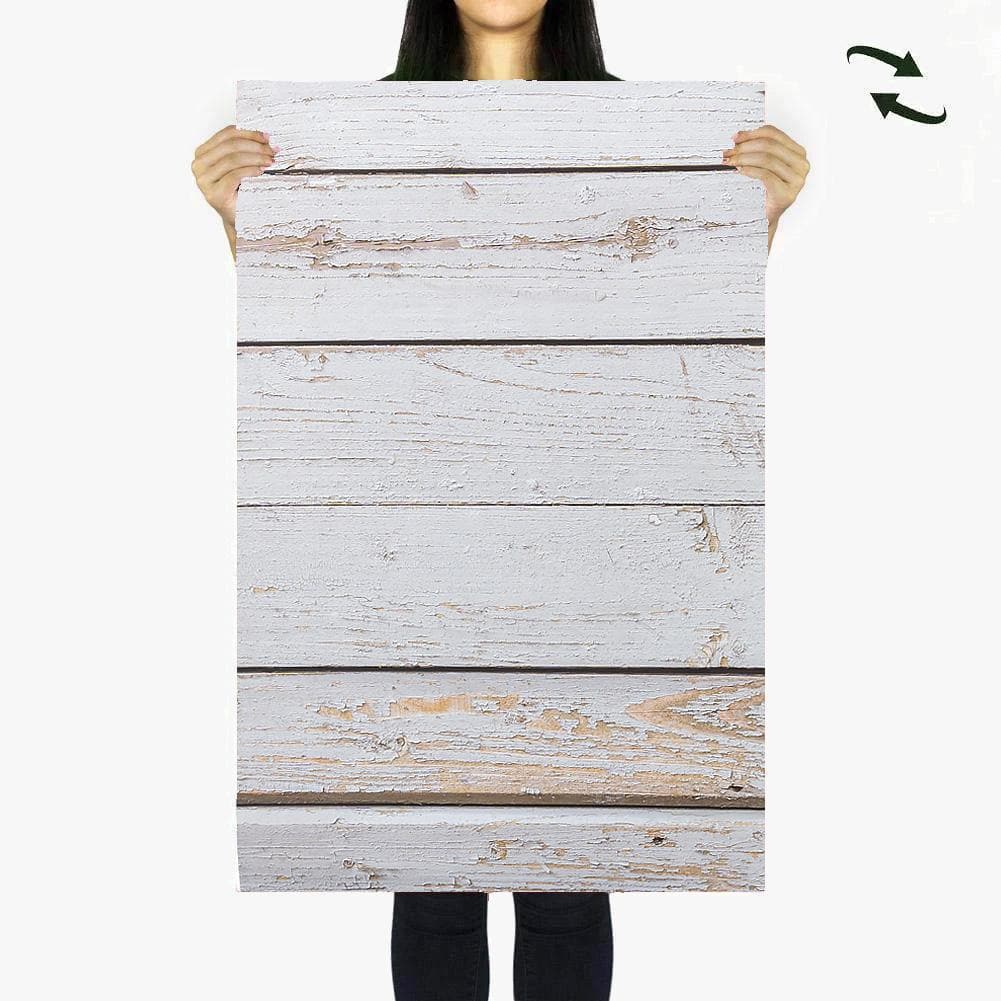Flat Lay Instagram Backdrop - 'Whale Beach' White Wash Wooden (56cm x 87cm)