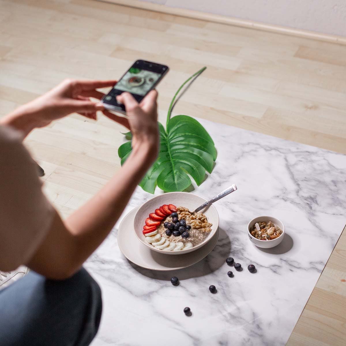 Flat Lay Instagram Backdrop - 'Balmain' White Marble (56cm x 87cm)