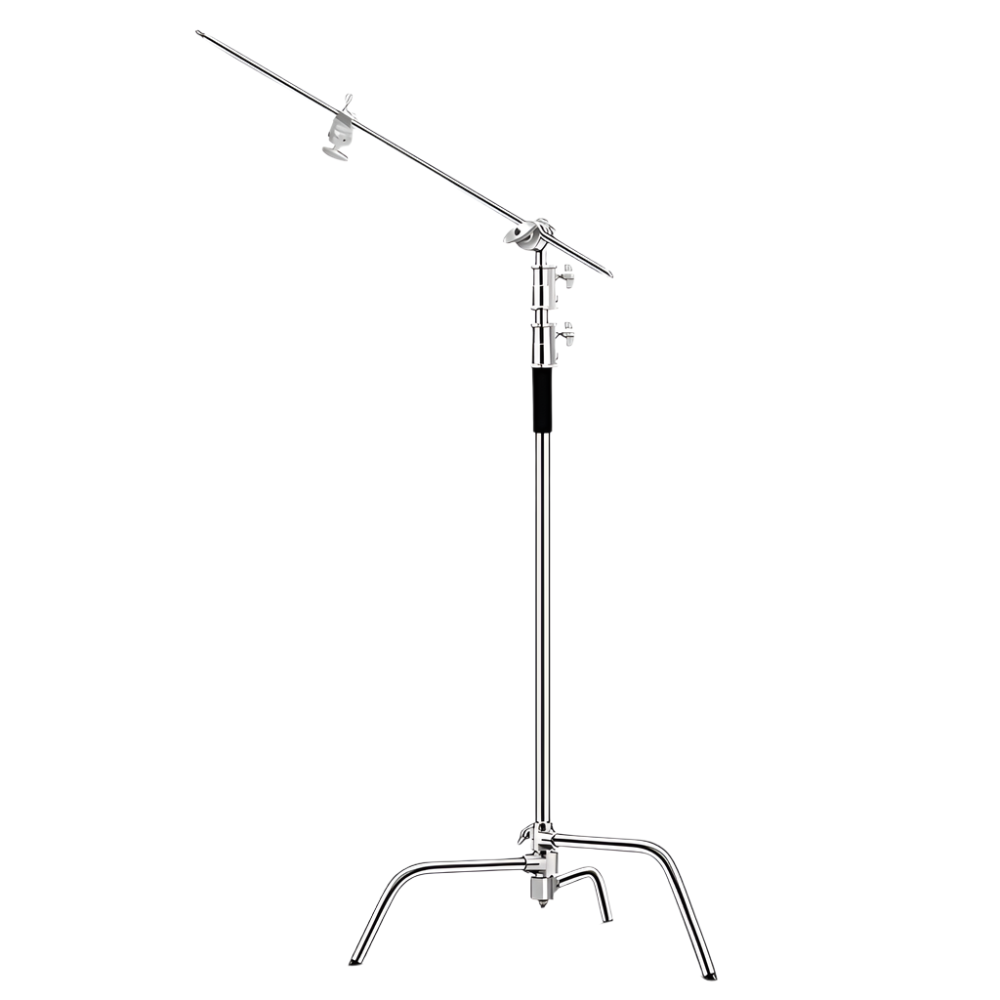 Silver Heavy Duty Photographic C-Stand With Boom Arm (20kg Load)