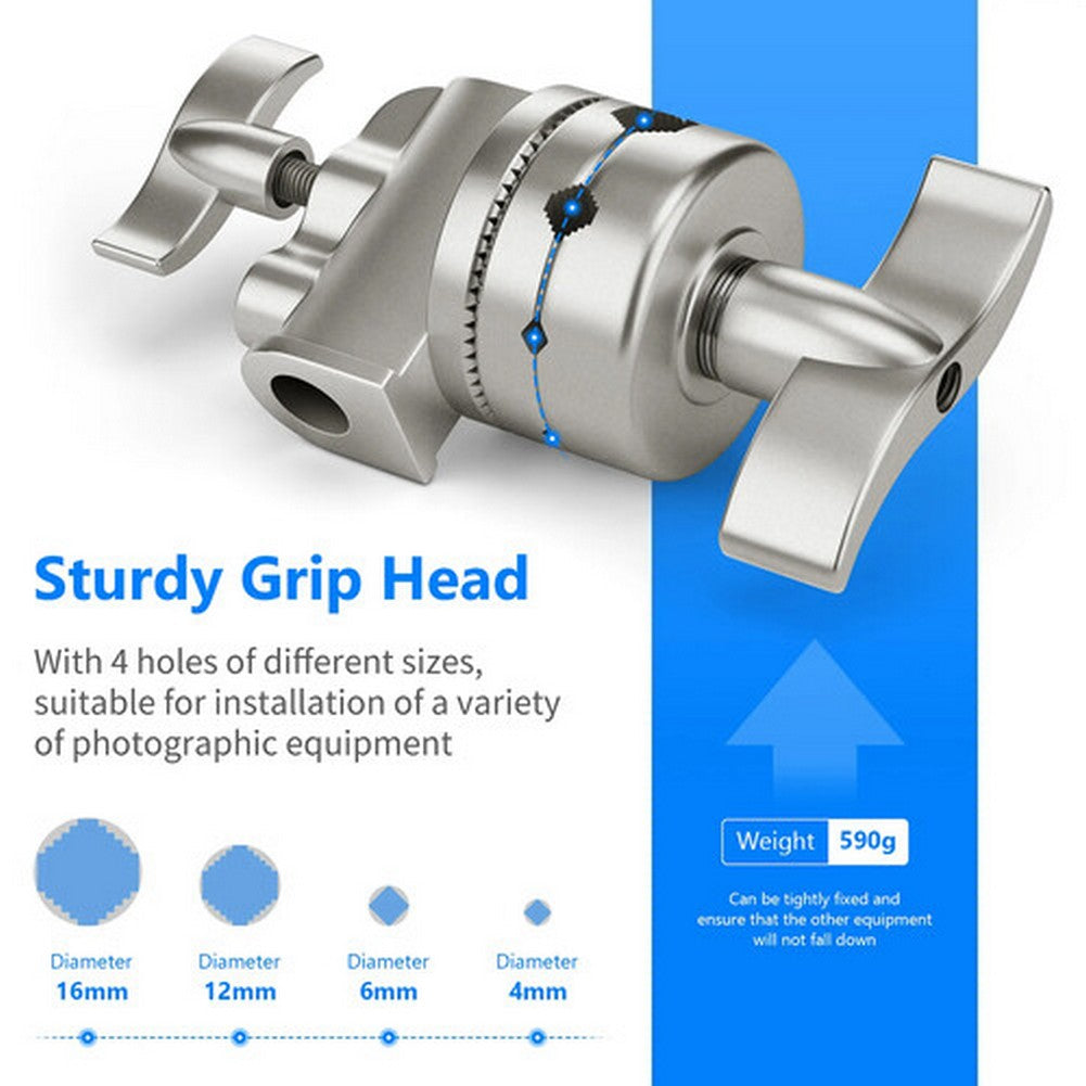 127cm / 50' Silver Extension Grip Boom Arm with Two Gobo Heads (Aluminum)