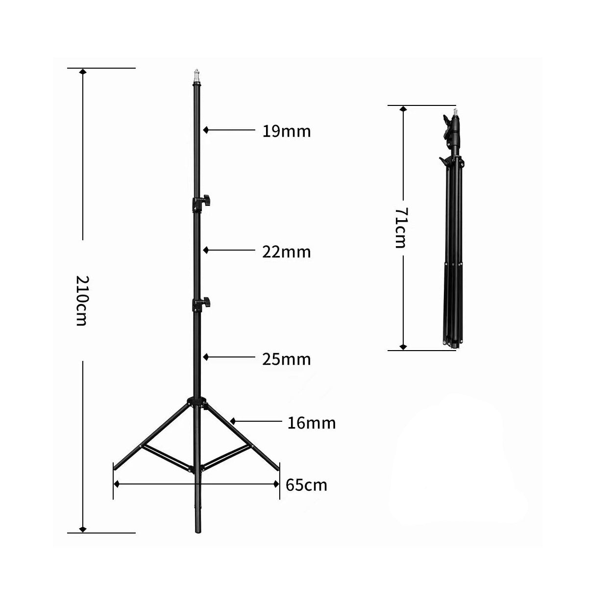 Spectrum 210cm Black Matte Compact Light Stand - LumiStand